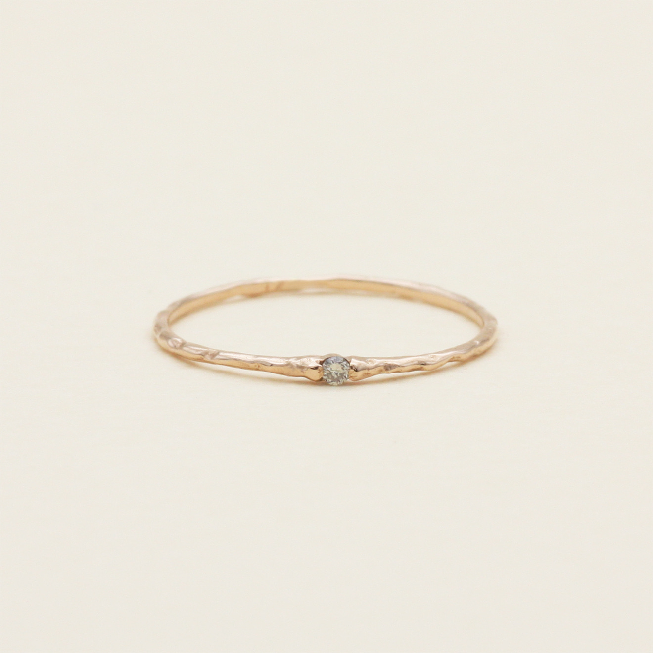 Solitaire Hammered Ring